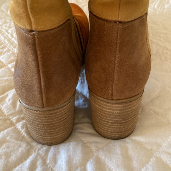 {mtng} Color block suede tall wide calf boots | yellow/orange/brown sz 40 - Picture 5 of 9